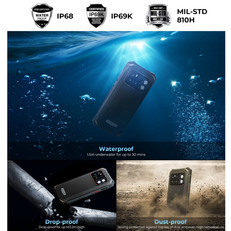 HOTWAV CYBER 13 Pro, telefono robusto IP68/IP69K, 10800mAh, Android 13 UNISOC T619 Octa Core da 6,6 pollici, Rete: 4G, NFC, OTG, 12GB+256GB