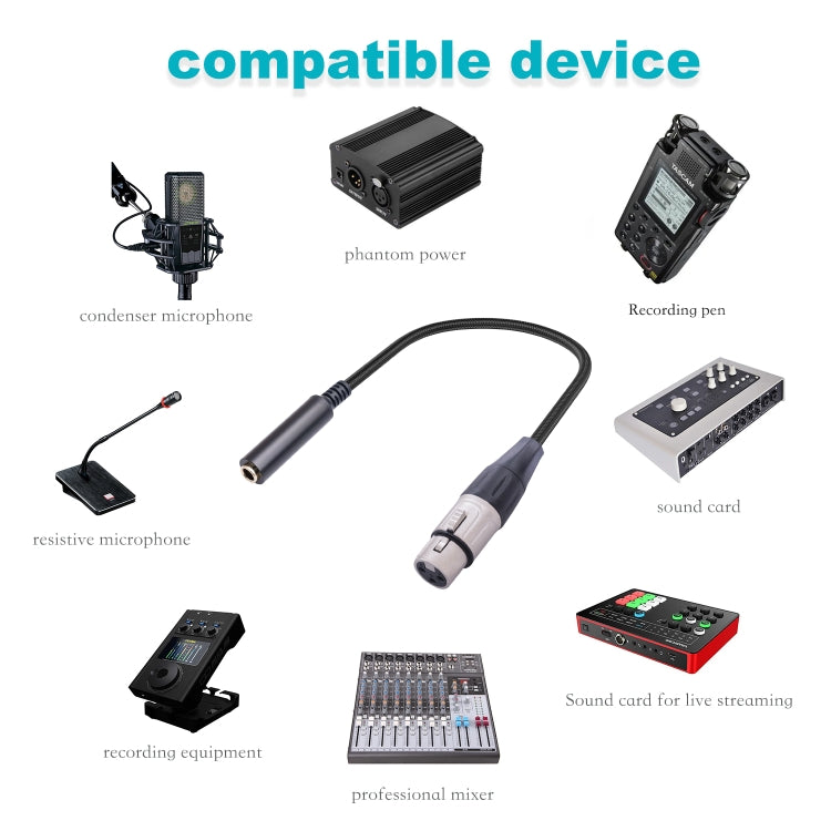 Cavo di conversione audio per microfono femmina da 0,3 m 6,35 mm femmina a XLR, 635K03-03