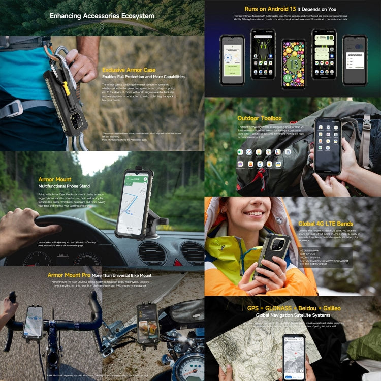 Ulefone Armor 22, telefono robusto IP68/IP69K, Android 13 MediaTek Helio G96 Octa Core da 6,58 pollici, Rete: 4G, NFC, OTG, 8GB+128GB, 8GB+256GB