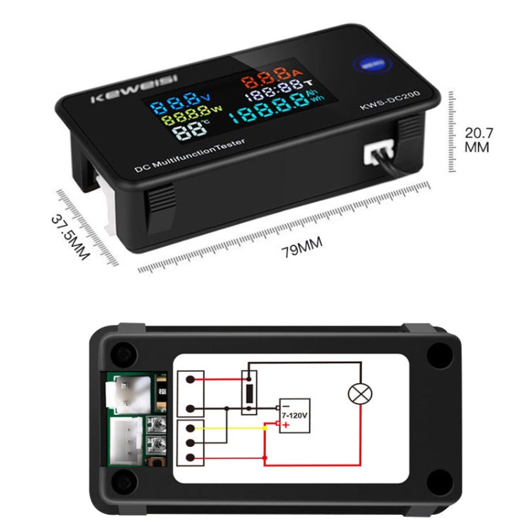 KWS-DC200-50A Orologio corrente di tensione con display digitale 8-120 V CC con shunt, KWS-DC200-50A