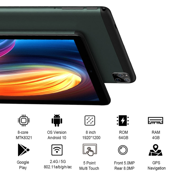 Tablet PC BDF P8 3G per chiamate telefoniche da 8,0 pollici, Android 10.0 MTK8321 Octa Core, supporto doppia SIM, presa EU, MTK8321 4GB+64GB
