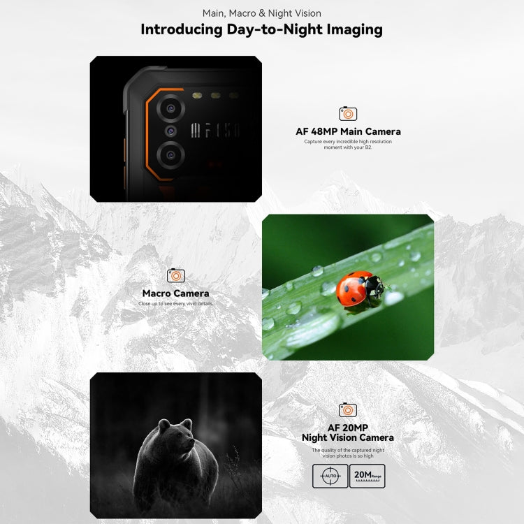 IIF150 B2, IP68/69K / MIL-STD-810H, impronta digitale laterale, visione notturna, Android 13 UMS9230 Octa Core da 6,5 pollici, rete: 4G, NFC, OTG, 6GB+256GB