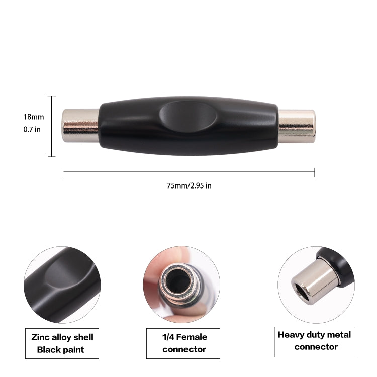 TC302 Adattatore cavo audio stereo TRS per chitarra da 6,35 mm femmina a femmina