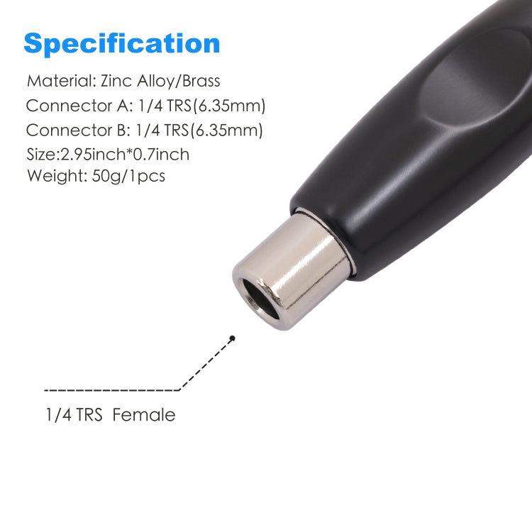 TC302 Adattatore cavo audio stereo TRS per chitarra da 6,35 mm femmina a femmina