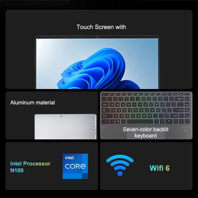 Pipo W14 Tablet PC 2 in 1 da 14,1 pollici, Windows 11 Intel Alder Lake N100 Quad Core, con custodia in pelle per tastiera, 16GB+256GB, 16GB+512GB