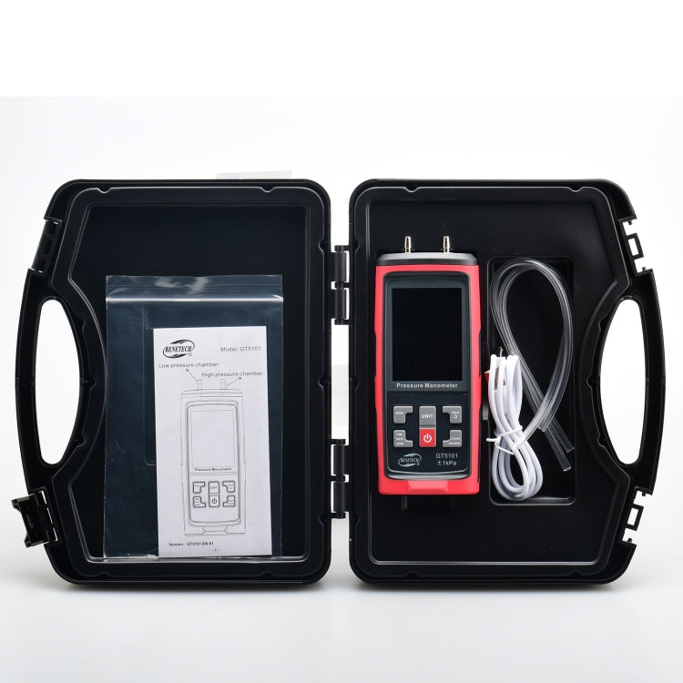 Misuratore di pressione differenziale con display LCD BENETECH GT5101, 1KPa, 2KPa, 4KPa, 10KPa, 40KPa, 50KPa, 125Pa, 250Pa, 100KPa