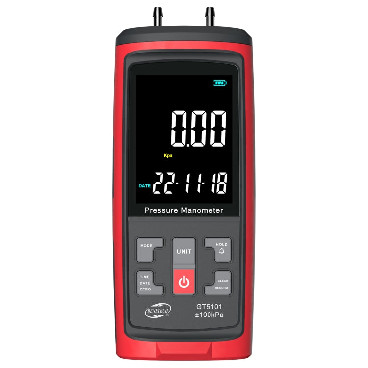 Misuratore di pressione differenziale con display LCD BENETECH GT5101, 1KPa, 2KPa, 4KPa, 10KPa, 40KPa, 50KPa, 125Pa, 250Pa, 100KPa
