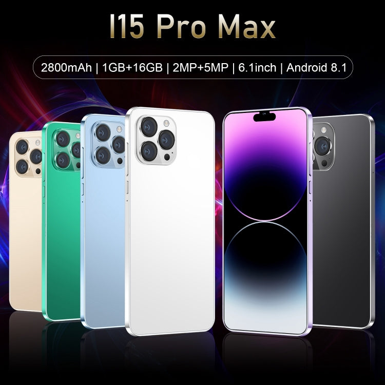 i15 Pro Max / N85, schermo da 6,1 pollici, identificazione facciale, Android 8.1 MTK6580A Quad Core, rete: 3G, doppia SIM, i15 Pro Max / N85 1GB+16GB, 1GB+16GB