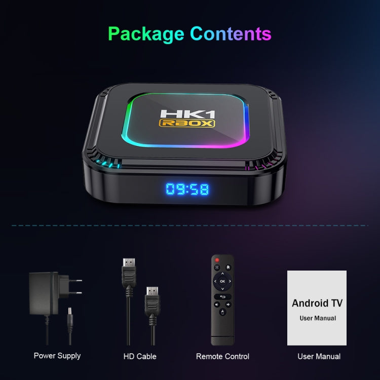 Smart TV Box HK1 RBOX K8 8K Android 13.0 con telecomando, quad-core RK3528, 2GB+16GB, 4GB+32GB, 4GB+64GB, 4GB+128GB