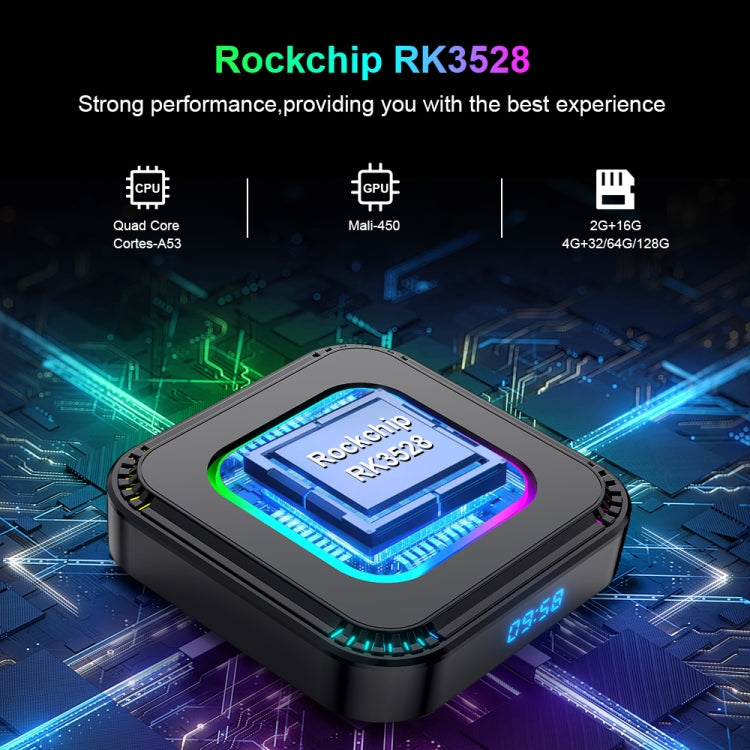 Smart TV Box HK1 RBOX K8 8K Android 13.0 con telecomando, quad-core RK3528, 2GB+16GB, 4GB+32GB, 4GB+64GB, 4GB+128GB