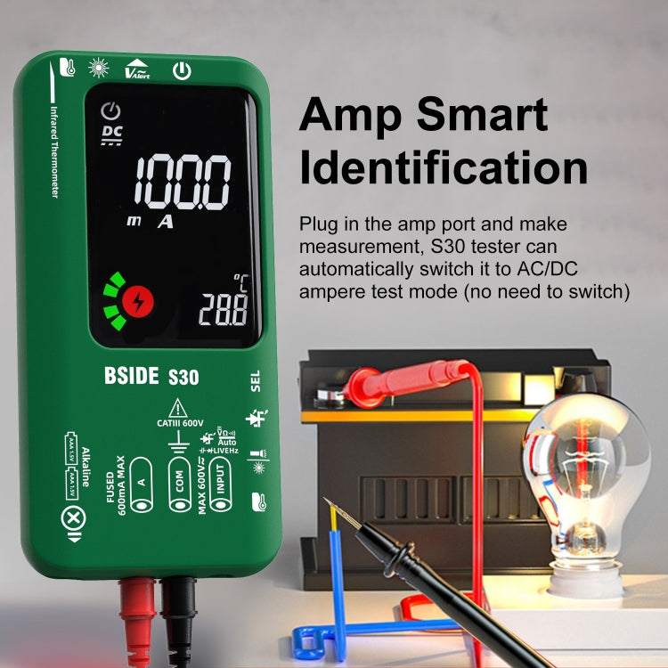 Multimetro per la misurazione della temperatura a infrarossi con schermo a colori intelligente BSIDE S30, S30 (Green), S30 (Red), S30 (Black)