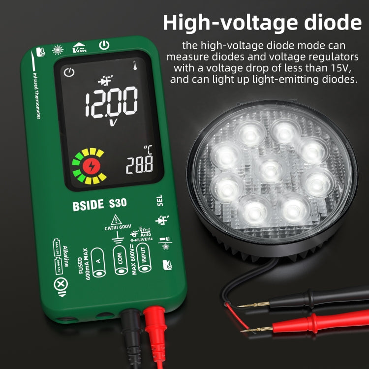 Multimetro per la misurazione della temperatura a infrarossi con schermo a colori intelligente BSIDE S30, S30 (Green), S30 (Red), S30 (Black)