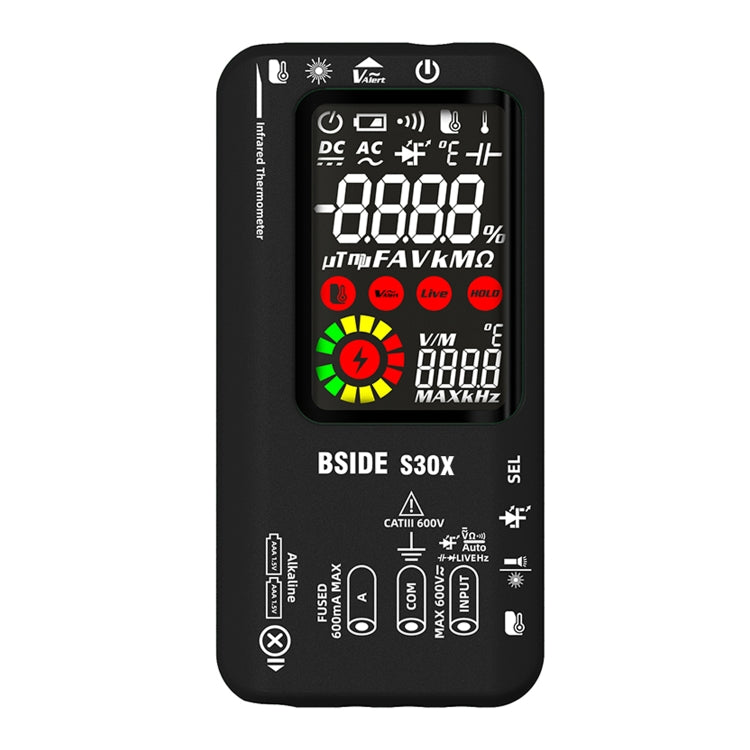 Multimetro per la misurazione della temperatura a infrarossi con schermo a colori intelligente BSIDE S30X, S30X (Black)