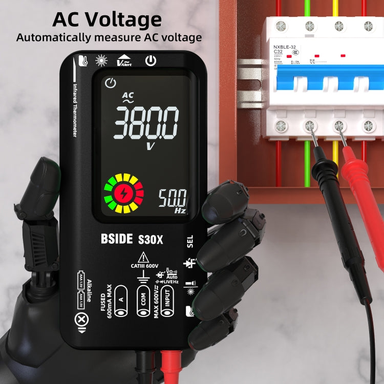 Multimetro per la misurazione della temperatura a infrarossi con schermo a colori intelligente BSIDE S30X, S30X (Black)