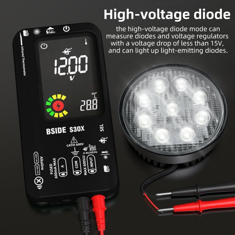 Multimetro per la misurazione della temperatura a infrarossi con schermo a colori intelligente BSIDE S30X, S30X (Black)