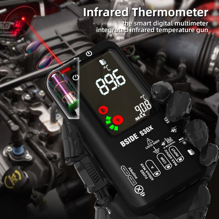 Multimetro per la misurazione della temperatura a infrarossi con schermo a colori intelligente BSIDE S30X, S30X (Black)