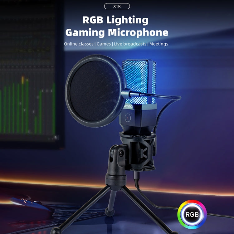 Microfono da tavolo per giochi E-Sports Yanmai X1R con luce RGB e rete Blowout, X1R