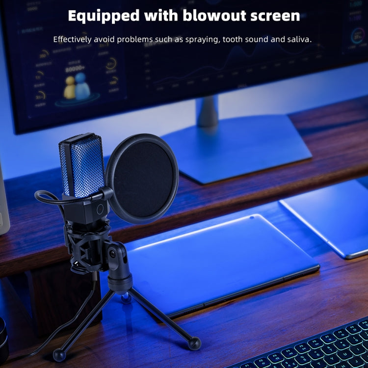Microfono da tavolo per giochi E-Sports Yanmai X1R con luce RGB e rete Blowout, X1R