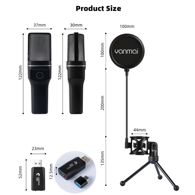 Microfono da tavolo da gioco wireless Yanmai SF-777W 2.4G con luce RGB e rete Blowout, SF-777W