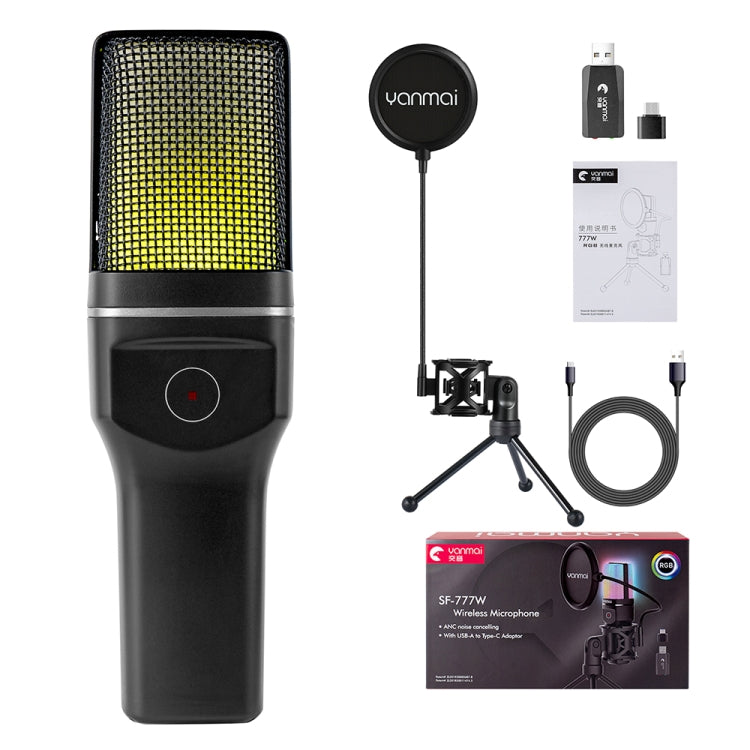 Microfono da tavolo da gioco wireless Yanmai SF-777W 2.4G con luce RGB e rete Blowout, SF-777W