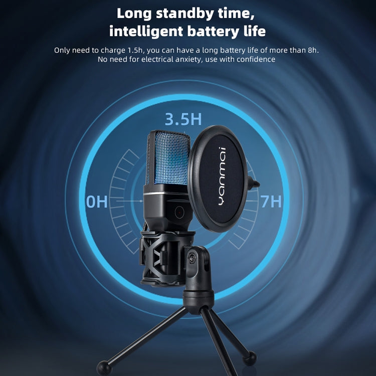 Microfono da tavolo da gioco wireless Yanmai SF-777W 2.4G con luce RGB e rete Blowout, SF-777W