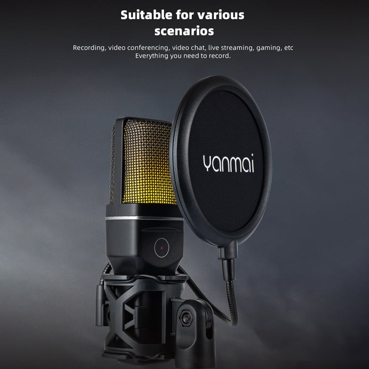 Microfono da tavolo da gioco wireless Yanmai SF-777W 2.4G con luce RGB e rete Blowout, SF-777W