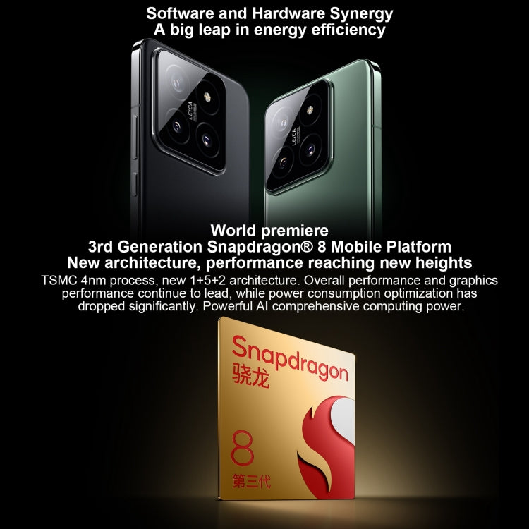 Xiaomi 14, 6,36 pollici Xiaomi HyperOS Snapdragon 8 Gen 3 Octa Core 4nm fino a 3,3GHz, NFC, Rete: 5G, 12GB+256GB, 16GB+512GB, 16GB+1TB