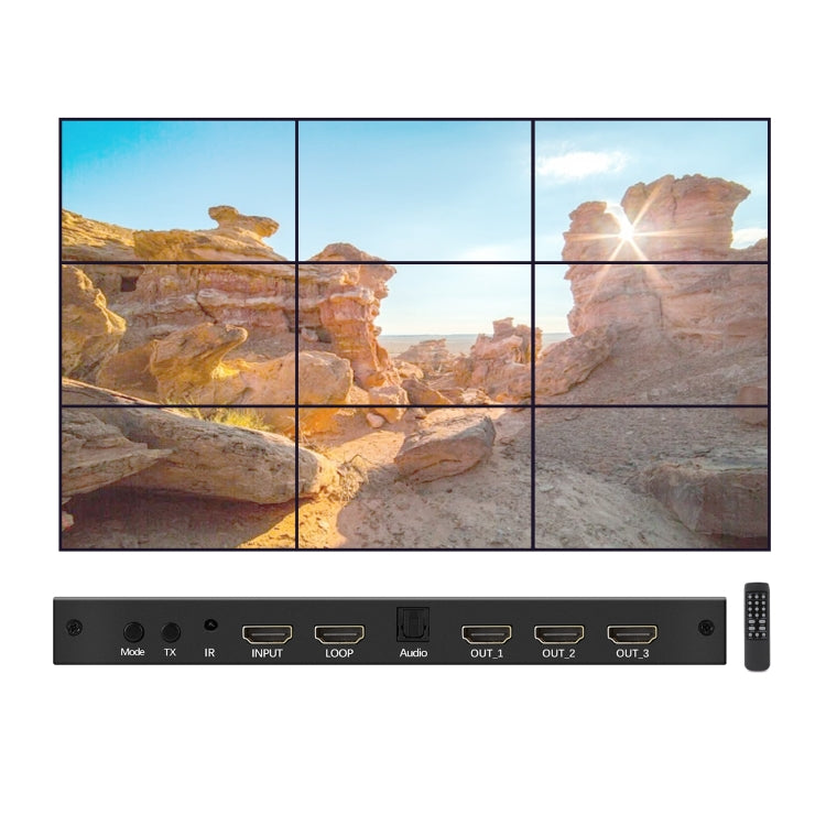 NK-330 3x3 4K 9 schermo HDMI DVI TV Video Wall Controller Splitter Multi schermo video Giuntatrice per processore, US Plug, AU Plug, EU Plug, UK Plug