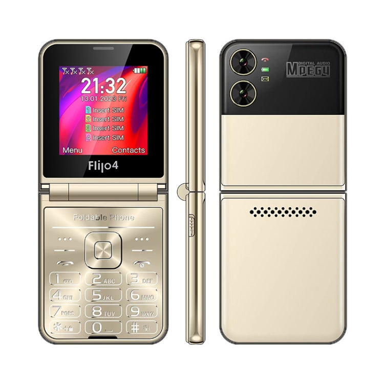 Telefono UNIWA F265 Flip Style, Mediatek MT6261D da 2,55 pollici, FM, 4 schede SIM, 21 tasti