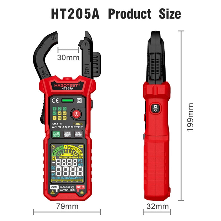 HABOTEST HT205A Multimetro a pinza intelligente multifunzionale antiustione, HT205A