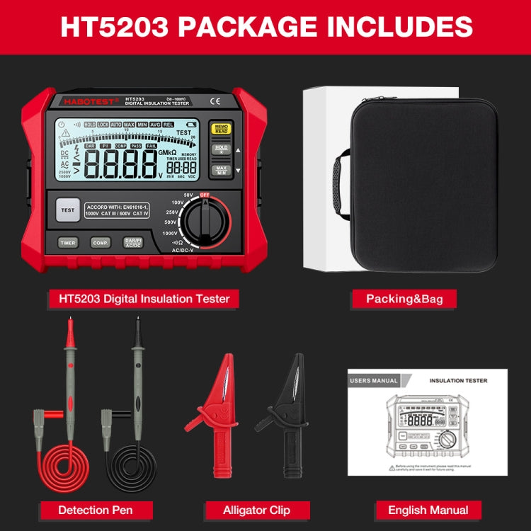 HABOTEST HT5203 Tester per resistenza di isolamento, HT5203