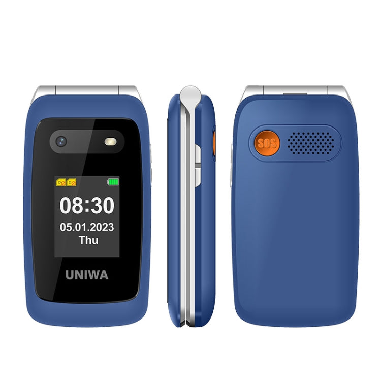 UNIWA V202T Telefono 4G Flip Style, Unisoc T107 Cat.1 da 2,4 pollici, SOS, FM, doppia scheda SIM, 21 tasti