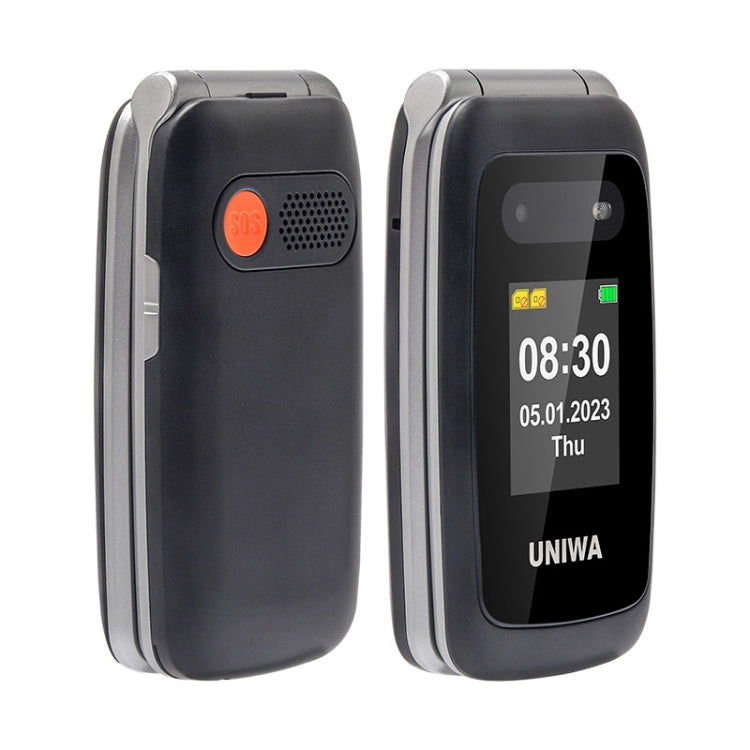 UNIWA V202T Telefono 4G Flip Style, Unisoc T107 Cat.1 da 2,4 pollici, SOS, FM, doppia scheda SIM, 21 tasti