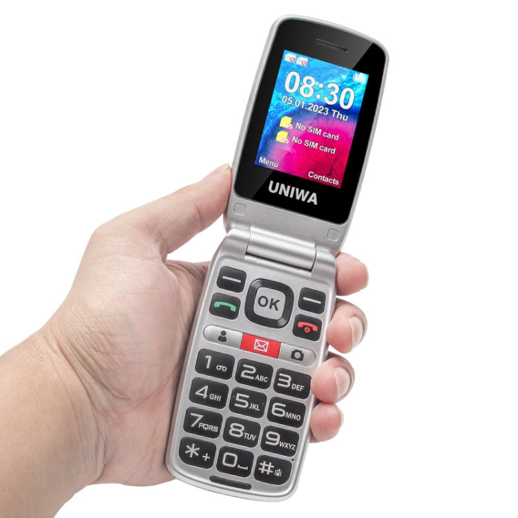 UNIWA V202T Telefono 4G Flip Style, Unisoc T107 Cat.1 da 2,4 pollici, SOS, FM, doppia scheda SIM, 21 tasti