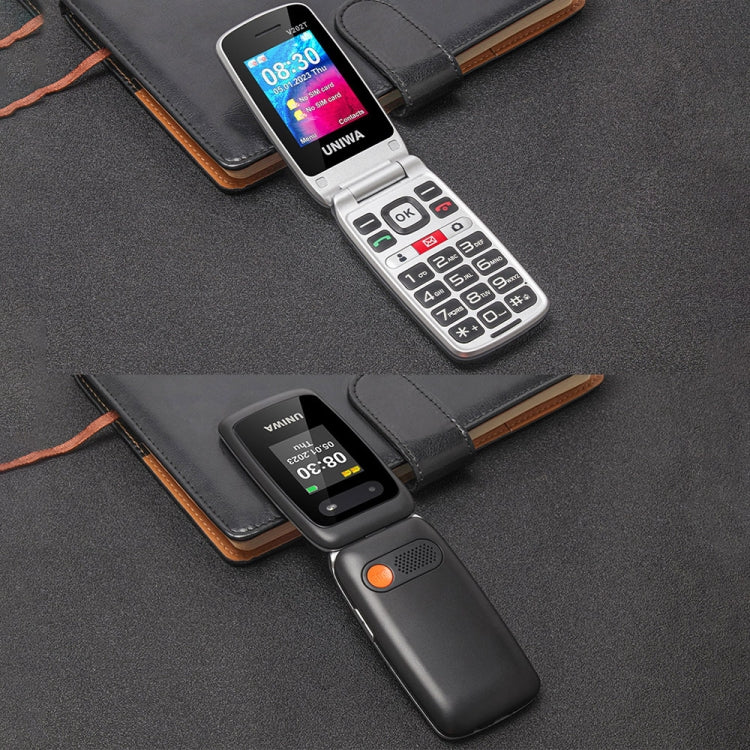 UNIWA V202T Telefono 4G Flip Style, Unisoc T107 Cat.1 da 2,4 pollici, SOS, FM, doppia scheda SIM, 21 tasti