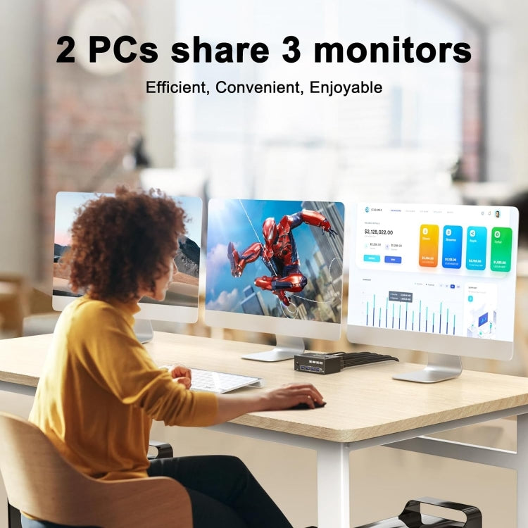 KC-KVM203DH Switch KVM per monitor tripli USB 3.0 DP+DP+HDMI 8K 30Hz, KC-KVM203DH