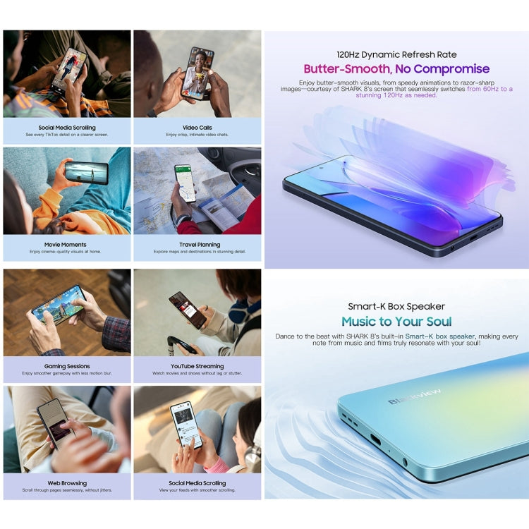 Blackview SHARK 8, Identificazione delle impronte digitali, 6,78 pollici Android 13 MTK6789 Helio G99 Octa Core fino a 2,2 GHz, Rete: 4G, OTG, 8GB+128GB, 8GB+256GB