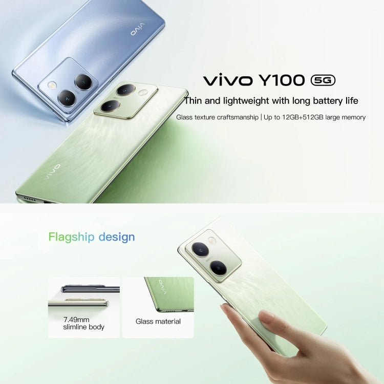 vivo Y100, Face ID/Identificazione delle impronte digitali sullo schermo, 6,78 pollici Android 13.0 OriginOS 3 Snapdragon 695 Octa Core, OTG, Rete: 5G, 8GB+128GB, 8GB+256GB, 12GB+256GB, 12GB+512GB