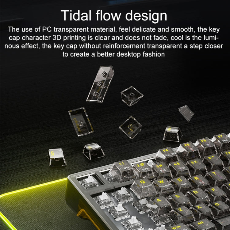 AULA F98 Tastiera meccanica a tre modalità Bluetooth RGB cablata a 99 tasti 2.4G, Ice Crystal Switch, Ice Soul Switch