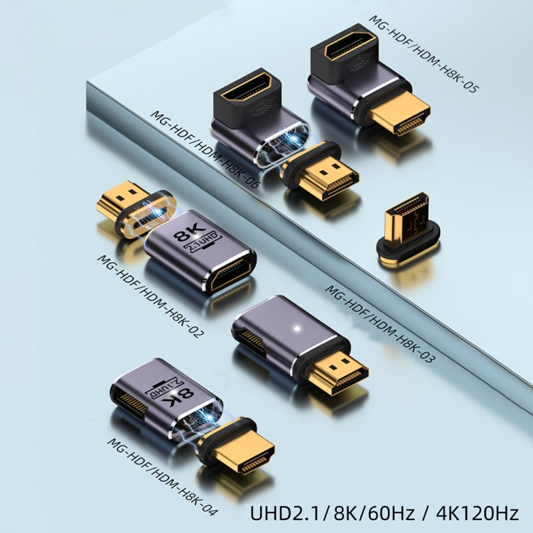 Adattatore magnetico da HDTV a HDTV 8K 60Hz, Male Straight Female Side Right Bend, Male Straight Female Side Left Bend, 3D Curved Female Vertical Reverse Side, 3D Curved Female Vertical Front Side, Straight