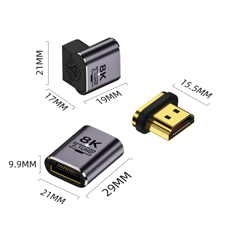 Adattatore magnetico da HDTV a HDTV 8K 60Hz, Male Straight Female Side Right Bend, Male Straight Female Side Left Bend, 3D Curved Female Vertical Reverse Side, 3D Curved Female Vertical Front Side, Straight