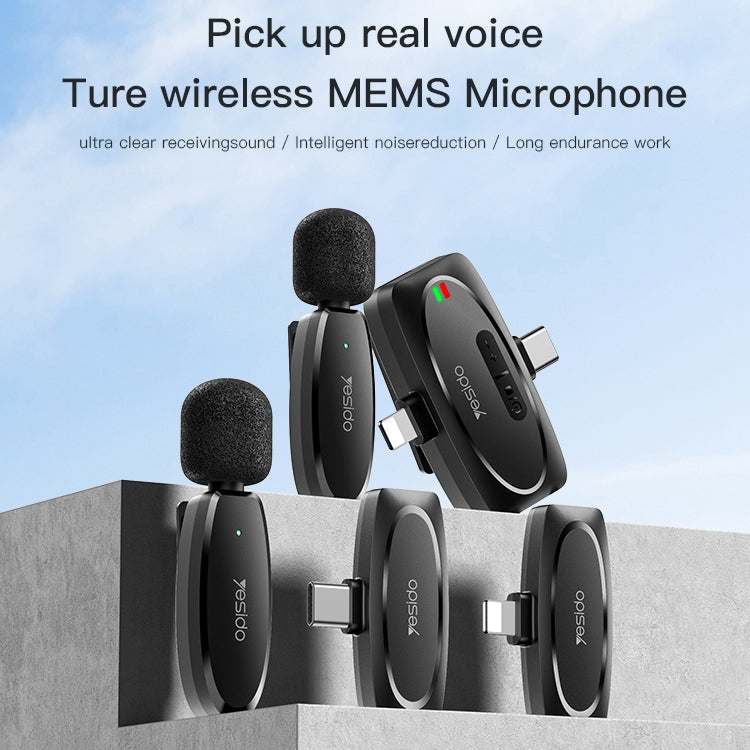 YESIDO KR12 Microfono lavalier wireless a bassa latenza con ricevitore a 8 pin, KR12