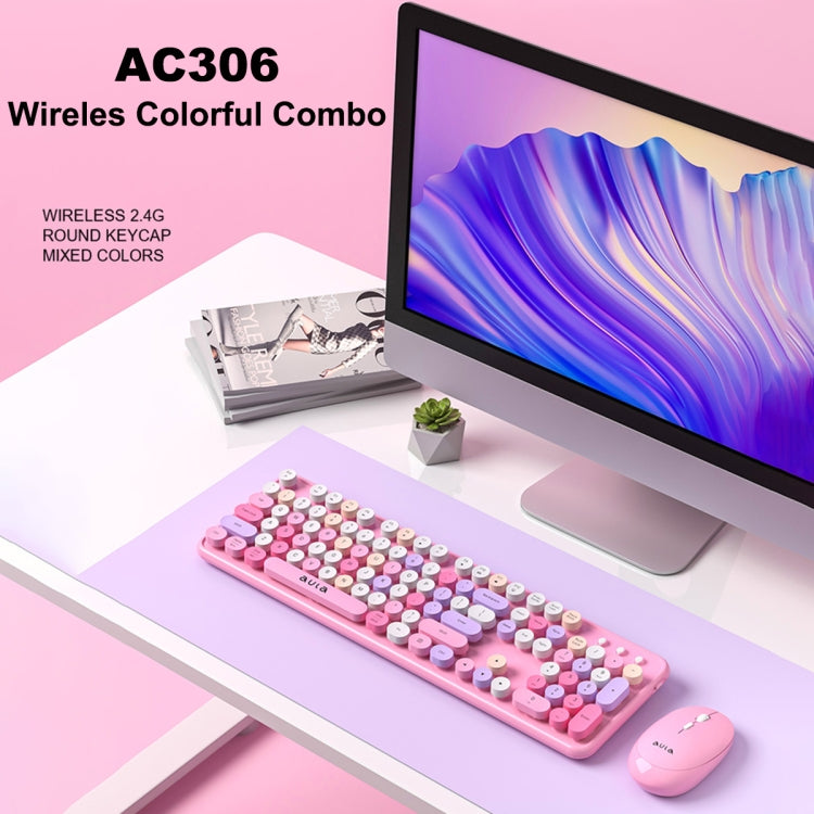 AULA AC306 Set combinato tastiera wireless retrò a 104 tasti + mouse
