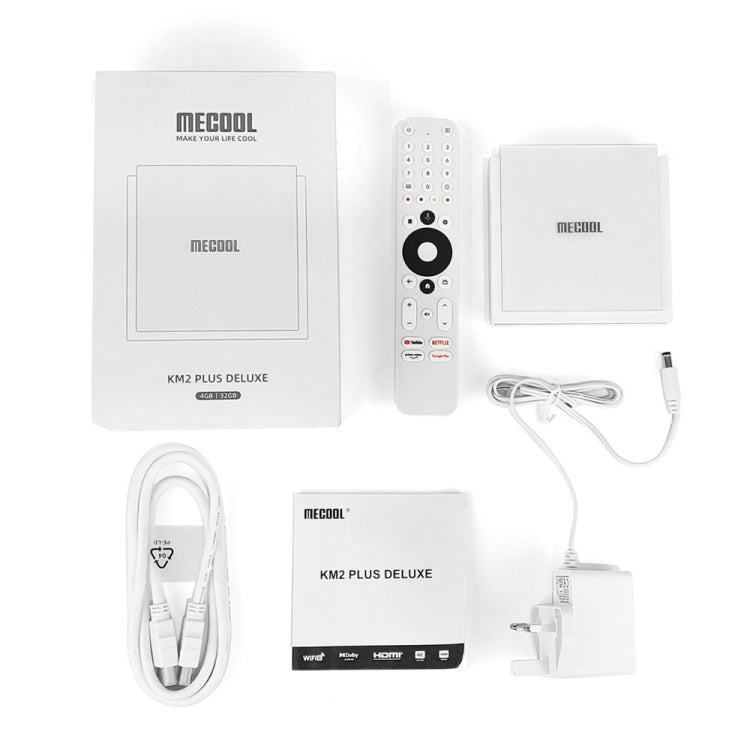 MECOOL KM2 Plus Android 11 Smart TV Box vocale WiFi dual-band 4 GB + 32 GB, AU Plug, US Plug, EU Plug, UK Plug