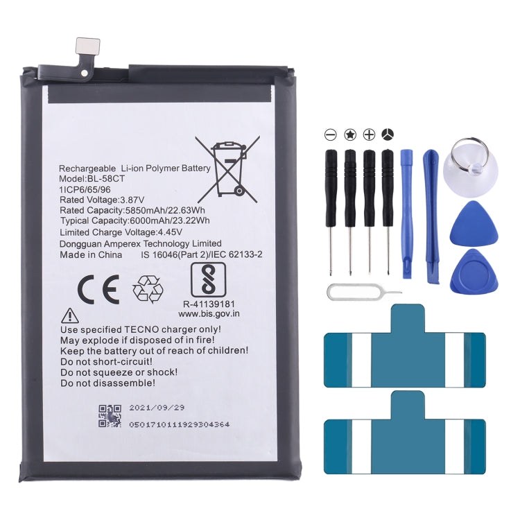Sostituzione della batteria, For Tecno Camon 17 Pro / Camon 18P, For Tecno Pova 2 LE7, For Tecno Camon 17 CG6 CG7, For Tecno Spark 7 / Spark 7T, For Tecno Spark 6 Air / Pouvoir 4 Pro, For Tecno Spark 6 / Camon 16, For Tecno Pop 4 / Camon 15