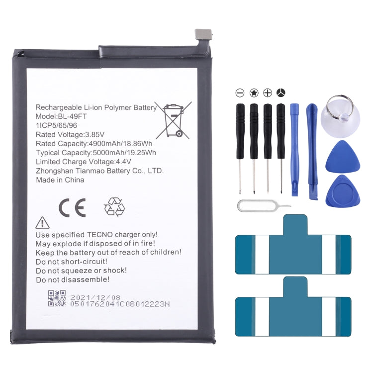 Sostituzione della batteria, For Tecno Camon 17 Pro / Camon 18P, For Tecno Pova 2 LE7, For Tecno Camon 17 CG6 CG7, For Tecno Spark 7 / Spark 7T, For Tecno Spark 6 Air / Pouvoir 4 Pro, For Tecno Spark 6 / Camon 16, For Tecno Pop 4 / Camon 15