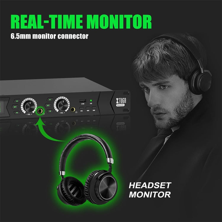 XTUGA RW2090 Sistema di monitoraggio intraauricolare professionale da palco wireless a 2 canali 2 in 1, US Plug, EU Plug, AU Plug, UK Plug