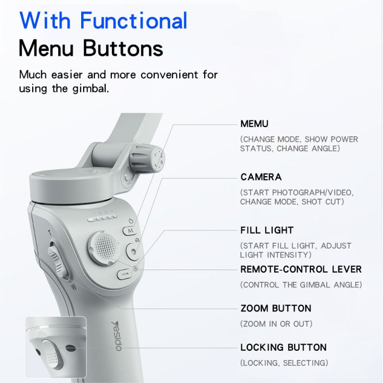Yesido SF18 Stabilizzatore telefonico Gimbal portatile anti-vibrazione a tre assi