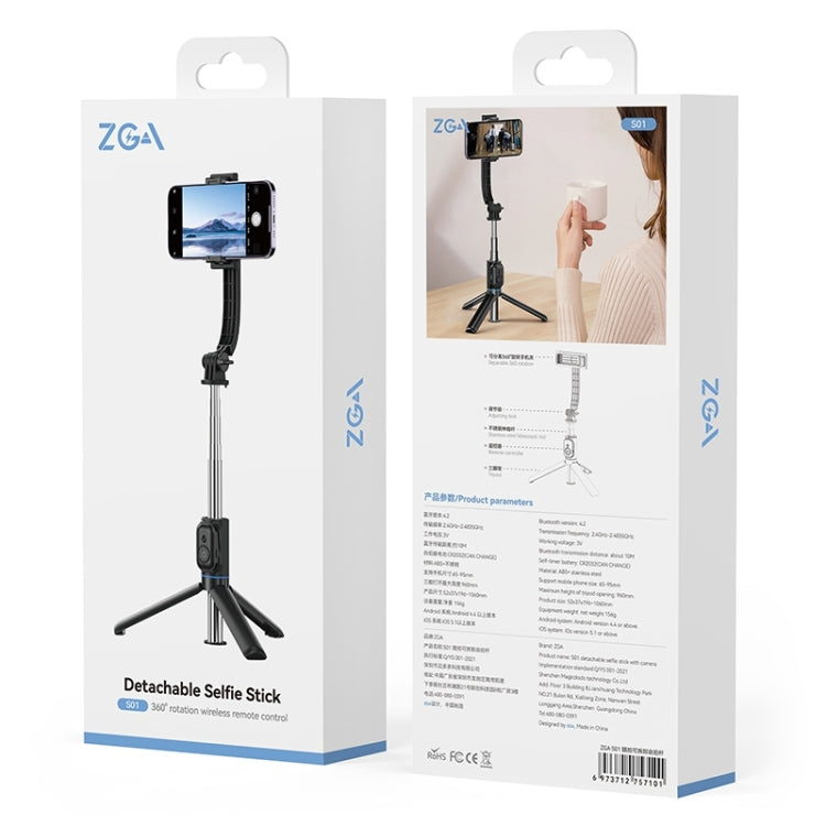 Bastone selfie treppiede staccabile con telecomando Bluetooth ZGA S01, S01