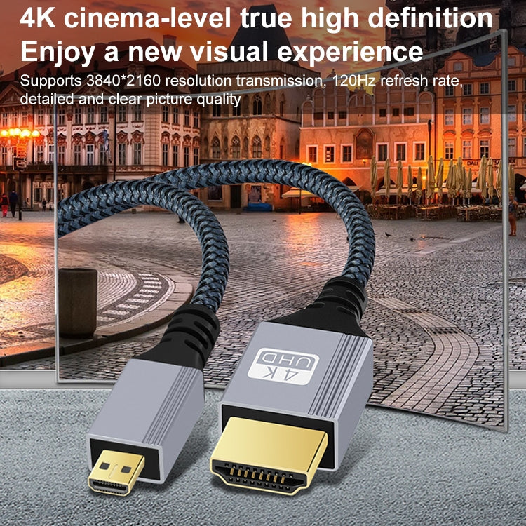 Cavo adattatore video HD per fotocamera digitale da HDTV a Micro HDTV 4K 120Hz, 0.3m, 1m, 1.5m, 2m, 3m, 5m, 10m